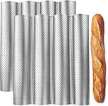 Fasmov 2 Pcs French Bread Baking Pan Nonstick Perforated Baguette Pan 4 Wave Loaves Loaf Bake Mold Toast Cooking Bakers Molding