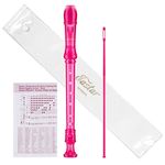 Eastar Soprano Recorder for Beginners Kids, German style C Key Recorder Instrument ABS 3 Piece with Cleaning Kit, Storage Bag, Fingering Chart, Pink, ERS-1GP