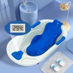 StarAndDaisy Baby Bath Tub with Temperature Sensor for New Born Baby Kids of 0 to 3 Years Anti-Slip Kids Bathtub for Baby Shower, Baby Bather (Blue)