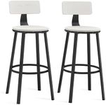 VASAGLE Bar Stools Set of 2, Bar Height Barstools with Back, Counter Stools Bar Chairs with Backrest, Steel Frame, Easy Assembly, Industrial, Rustic White and Black ULBC026B73