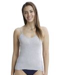 Jockey Women's Super Combed Cotton Rib Camisole with Adjustable Straps and Stayfresh Technology_Style_1487_Steel Grey Melange_M