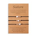 YELUWA 3 Pcs Sisters Bracelet Best Friend Friendship BFF Bestie Heart Long Distance Matching Bracelets Set Jewelry Sister Gift from Sister Birthday Relationship Gift for Teen Girl Women