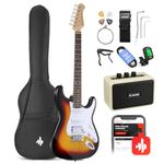 Donner DST-100 39 Inch Electric Guitar Beginner Kits Solid Body Electric Guitar Kit Package HSS Pickup with All Accessories Amplifier, Bag, Tuner, Capo, Strap, Cable, Picks