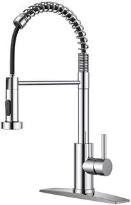 FORIOUS Kitchen Faucet with Pull Down Sprayer, Stainless Steel Commercial Single Handle Classic Spring Pull Out Sink Faucet for Pot Filler, Farmhouse Camper Bar Laundry Room, Chrome