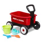 Radio Flyer Push & Pull Walker Wagon with Garden Tools, Red 2-in-1 Wagon for Toddlers, For 1-4 Years Old