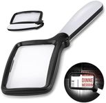 Folding Handheld Magnifying Glass with Light, 3X Large Rectangle Reading Magnifier with Dimmable LED for Seniors with Macular Degeneration, Newspaper, Books, Small Print (Black, 3X)