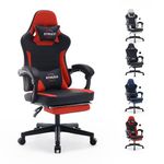 ESTRUCO Gaming Chair with Footrest Computer Gaming Chaise Video Game Chairs Ergonomic Office Chair with Lumbar Support and Headrest (Red Black)