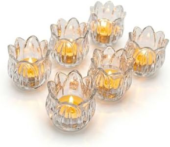 VIVAHEARTH Tulip Votive Candle Holders Set of 6, Tea Light Candle Holder Glass for Table Centerpiece, Tealight Candle Holders for Wedding Déco, Birthday, Anniversary, Parties, and Holiday (Clear)