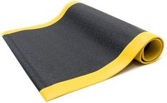 Bertech Anti Fatigue Floor Mat (Made in USA), 3 Feet Wide x 5 Feet Long x 5/8 Inches Thick, Textured Pattern Top, Black with Yellow Border, Bevelled on All Four Sides, RoHS and REACH Compliant