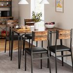 Kitchen Table and Upholstered Chairs for 4,Modern Wood Small Dining Room Table Set for 4, Space Saving Dinner Table Set,5 Piece Dinette Furniture Ideal for Dining Room Office Apartment Small Space