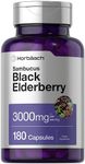 Horbäach Black Elderberry | 3000mg Capsules | 180 Count | Non-GMO, Gluten Free | Sambucus Extract Supplement