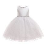 Weileenice Flower Girl Vintage Dress White 4 5 Sequin Tulle Toddler Wedding Party Communion Church Pageant Prom Formal Ball Gown Rhinestone Kids Elegant Birthday Holiday Daddy Daughter Dance Dresses