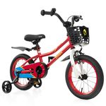 BABY JOY Kids Bike, 14 Inch Children Bikes for Boys Girls Age 3-5 Years w/Training Wheels, Handbrake, Coaster Brake & Removable Basket, Kids Bicycle of Multiple Colors