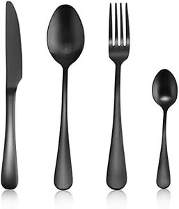 Sharecook 24 Piece Cutlery Set,Matte Black Stainless Steel Silverware Set,Premium Flatware Set Service for 6,Ideal for Home and Restaurant,Dishwasher Safe(Matte Black)