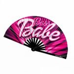 Kandies World Custom Festival Folding Hand Fan - Unique Designs, Made of Bamboo, Clacking Sound, Lightweight - Perfect Rave and Festival Accessory!… (Bass Babe)