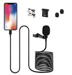 6M/19FT Professional Lavalier Lapel Microphone Omnidirectional Condenser Mini Lavalier clip on Mic for iPhone 6/7/8/X/XS/XR/11/12/13 and iPad for YouTube Vlogging Interview Livestream Video Recording