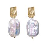 Pearl Earrings for Women Baroque Natural Pearl 18K Gold Plated Brass 925 Sterling Silver Needle Hypoallergenic Drop Earrings for Mother's Day Birthday Gift