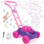 Bubble Lawn Mower for Toddlers with Music, Automatic Bubble Machine for Kids, Bubble Maker Blower for Outdoor Backyard, Birthday Gift Toy for Ages 3 4 5 6 Years Old Girls (Pink)