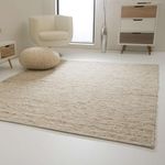 Steffensmeier Handwoven Rug Landshut | Wool (Pure Wool), Natural, Handwoven, Size: 130x190 cm (4'3"x6'3") Living Room and Bedroom