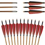 12pcs Archery Bamboo Arrows Hunting Recurve Bow Turkey Feathers Longbow Arrows Traditional