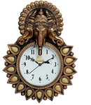 Realtrend Premium Panchmukhi Designer Plastic Ganesha Wall Clock Wall Clock for Bedroom (12" Inches Gold) (Style-3)