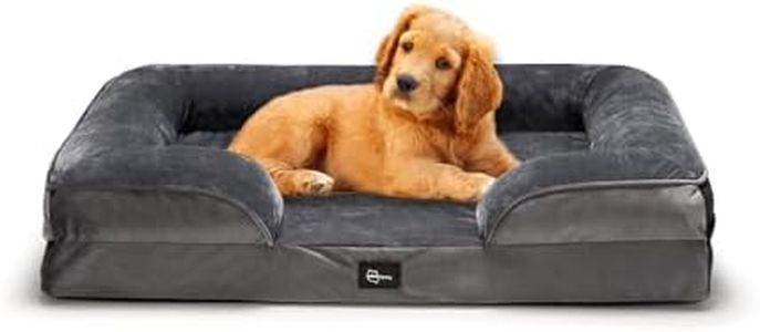 Petzly Dog Bed with Sides, Orthopedic Dog Sofa Bed for Small Medium Dogs, Ultra Cozy Pet Bed with Egg-Crate Foam, Removable Washable Cover, Grey, Medium(71x58x18cm)