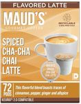 Maud's Chai Tea Latte (Spiced Cha-Cha-Chai Latte), 72ct. Solar Energy Produced Recyclable Single Serve Flavored Chai Tea Latte Pods – 100% Tea Leaves California Blended, KCup Compatible