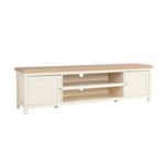 Home Source TV Stand Media Cabinet, Television Entertainment Unit, Oak Effect, Cream, 180cm