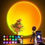 Multicolor Sunset Lamp Projector,16 Modes 360° Rotation Projection Rainbow Light USB RGB Sunset Lamp, for Photography Home Party Living Room Bedroom