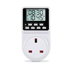 ORIDGET 24 Hour Digital Electric Timer Plug Socket UK with Countdown and On-Off Repeat Cycle Timer for Lights and Home Appliances, 13A / 240V