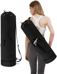 sportsnew Large Yoga Mat Bag with Water Bottle Pocket and Bottom Wet Pocket, Exercise Yoga Mat Carrier Multi-Functional Storage Bag, Plus Size Black,Patent pending