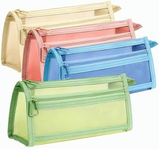 Mini Zipper Mesh Bags, 22 * 10 * 6（cm）, Size S / A6, 4 Pieces, Beauty Makeup Lipstick Cosmetic Accessories Organizer, Small Travel Kit Storage Pouch, Assorted Colors