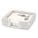 IGNPION Rattan Paper Napkin Tray Woven Serviette Holder Tray -fit for Luncheon and Cocktail Napkin, Classic Tissue Napkin Dispenser for Party, Kitchen, Hotel, Resturant (Whitewash)