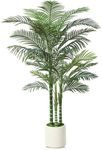 Fopamtri Künstliche Palme 180 cm Kunstpflanze Groß Areca Palme im Weiß Topf, Künstliche Pflanzen Kunstpalme für Haus Wohnzimmer Schlafzimmer Büro Balkon Garten Decor