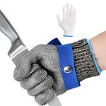 Tinsellns 316L Stainless Steel Mesh Cut Resistant Gloves, Kitchen Butcher Safety Working Glove Level 5 Protection Food Grade Safty Gloves, M (One Glove)