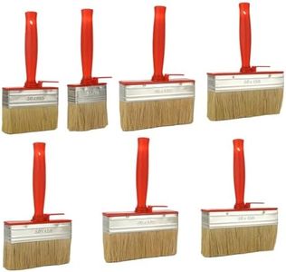 DAJAVE 7 Pack Fence Paint Brushes 5 Sizes Fence Brush Decking Paint Brush Red Shed Brush for Wood, Wall, Fence, Shed and Decking