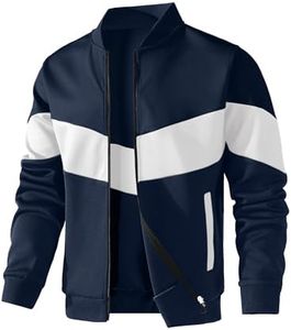 HYPESTFIT Mens Lightweight Jacket Casual Bomber Jacket Color Block Varsity Coat