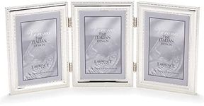 Lawrence Frames Hinged Triple (Vertical) Metal Picture Frame Silver-Plate with Delicate Beading, 4 by 6-Inch