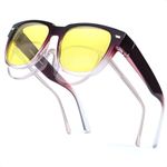 Myiaur Night Vision Driving Glasses Fit Over Glasses for Women, Yellow Tinted Lens Polarised Anti Glare Glasses for Nighttime/Rainy/Foggy