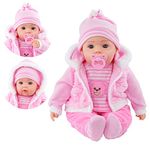 BiBi Doll 20" Lifelike Large Size Soft Bodied Baby Girl Doll With Baby Pink Coat, Dummy & Sounds