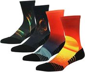 HUSO Team Basketball Socks for Men Women, Performance Quick Wicking Socks Mesh Breathable Crew Bicycle Mid Calf Athletic Socks 4 Pairs (Multicolor, L/XL)