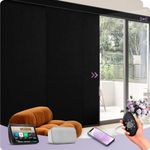 Graywind Smart Sliding Panel Track Blinds Blackout, Rechargeable Motorised Blinds Compatible with Alexa Google, Electric Rail Track Blinds for Patio Sliding Door, Matt Black