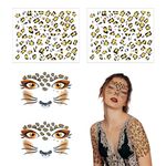 XNIVUIS 4 Pieces Leopard Face Art and Tattoo Stickers,Temporary Tattoos,Face Stickers, Leopard Make-Up,Glitter Face Stickers,Makeup Stickers Festival Party Stage Makeup Stickers Face Stickers (Brown)