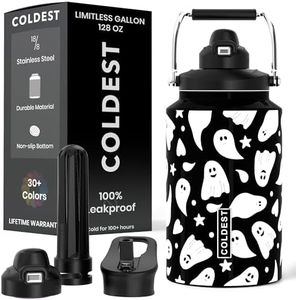 Coldest 128 oz Tumbler with Handle and Straw - 100% Spill Proof Tumbler with Straw (3 Lids) - Stainless Steel Insulated Leakproof Tumblers for Women & Men - Cup Holder Friendly - 128 oz (Ghosts)