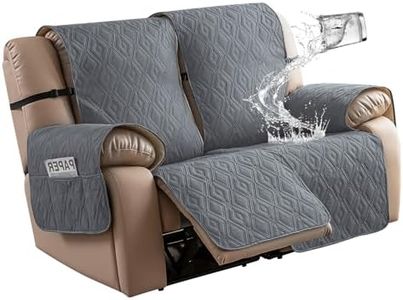 Genina Loveseat Recliner Cover Non-Slip, Sofa Cover for Reclining Couch 2 Seat, Loveseat Covers Double Recliner Furniture Protector Cover with Elastic Straps for Pets (Dark Gray, Recliner Loveseat)