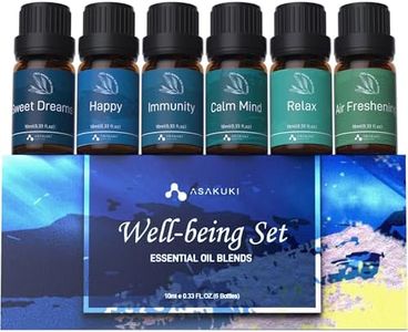 ASAKUKI Essential Oil Blends, Essential Oils for Diffusers for Home, Well-Being Gift Set - Calming, Dreams, Breathe, Relaxing, Mood, Fresh Air Aromatherapy Oils for Humidifiers, Massage, 6x10ml