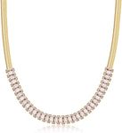 Barzel 18K Gold Plated Crystal Herringbone Necklace, 4mm Thickness, 16-20" Chain Lengths, Made in Brazil (20 Inches)