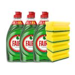 FAIRY ORIGINAL DISHWASHING SET - 3 x 320ml FAIRY LIQUID ORIGINAL & 4x SPONGE SCOURER | Fairy Dishwashing Liquid Sponge Set | Washing Up Liquid Multipack, Washing Liquid Detergent | Bulk Washing Up Liq