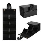 MoKo Sunglasses Organizer with 4 Slots, Foldable Travel Glasses Storage Case Holder Hanging Eyewear Display Stand Box, Black