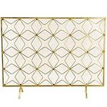 Deco 79 Fireplace Screen, Iron, Gold, 28" x 38"